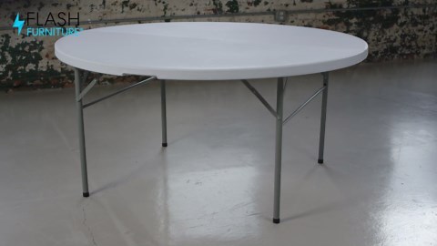 Flash Furniture Scarborough 5' Round Plastic Folding Table with Carrying Handle, Plastic Foldable Table for Indoor/Outdoor Events, White