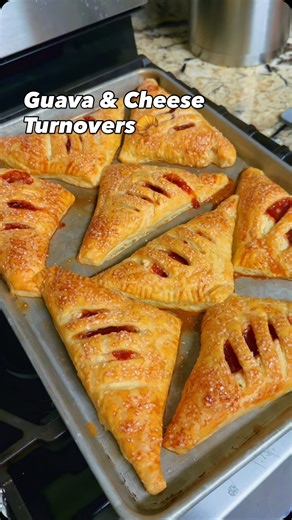 Recipe below👇🏼 Pastelitos de guayaba y queso (Guava and cheese pastries)🥐 A household favorite and so simple to make💗 Ingredients: (1 lb.) Puff Pastry Dough (2 Sheets), homemade or store bought; thawed 1 Large Egg; beaten Demerara (Coarse-Ground) Sugar, for sprinkling (Guava Filling) 1 cup Guava Paste (found in most Mexican Grocery Stores); cut into thin strips (Sweetened Cream Cheese) 1 cup Cream Cheese; softened 1 & 1/2 tbsp Sugar 1/4 tsp Vanilla Extract Cut puff pastry into even squares, 