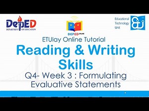 Formulating Evaluative Statements || Reading and Writing Skills || SHS Quarter 2/4 Week 3
