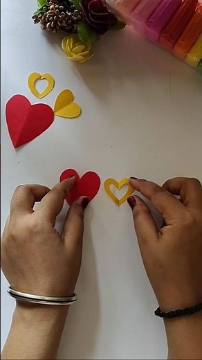 how to cut perfect heart from craft paper❤️ 💛 ✂️ #artandcraft #easycraft #diycraft