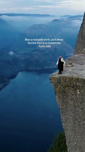 4.9K views · 75K reactions | When a real battle starts, you'll always find that there is no bravest man - Poetc Edda ✨️ The Poetic Edda is the modern name for an untitled collection of Old Norse anonymous narrative poems in alliterative verse  ##norsemythology #preikestolen | Pilotviking | Facebook