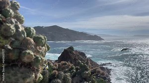 Beautiful panoramic picture of La Bufadora which is a marine geyser in Ensenada in the state of Baja California in Mexico, is a very touristic place and visited by people.