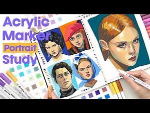 Acrylic Marker Portrait Study | Step-by-Step Tutorial | Paint with Me | Relaxing Painting Video✨🎨