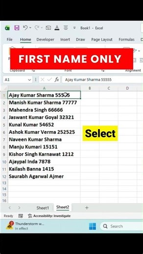Remove Everything After First Name Instantly #shorts #excel