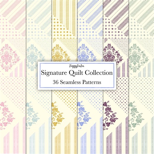 Patchwork Seamless Patterns Collection | 36 Designs | Vintage Damask, Stripe, Polka Dot Designs (digital Download) - Etsy