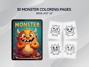 30 Cute Monster Coloring Pages for Kids | Digital Printable Coloring Book | Fun DIY Activity Sheets | PDF Download - Etsy