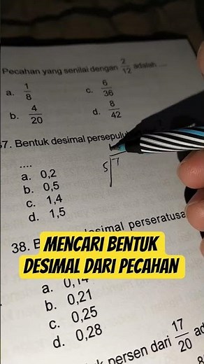 mencari bentuk desimal dari pecahan, mengubah pecahan menjadi desimal #maths #desimal #mathematics
