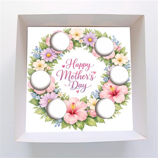 Mother’s Day Cupcake Box Insert Template Printable, Floral Circle 6 Cup Cupcake Holder Display, Bakery Packaging Instant Download USA UK AUS - Etsy