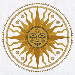 Sun Face Mandala Machine Embroidery Design: Celestial Pattern (digital Embroidery Files) - Etsy