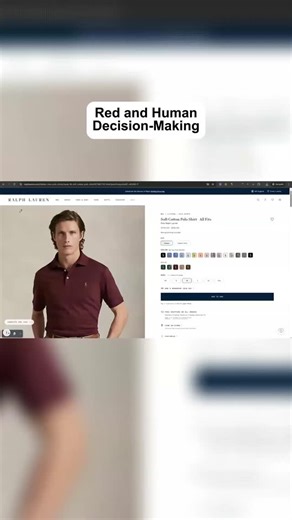 Plerdy on Instagram: "Here’s something interesting. Ralph Lauren uses a dark-blue Buy button because premium brands stay away from aggressive red. Blue feels calm, trusted, and elegant, so you click without pressure. It’s a quiet psychological nudge that says, “you’re choosing quality,” not “hurry up and buy.” But here’s the real question: does this color actually build trust, or does it just guide you to click without noticing? This prediction heatmap shows it really well. It’s a small detail,