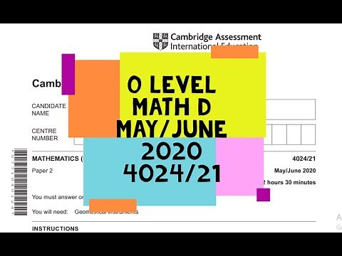 O Level Math D Paper 2 4024/21 May/June 2020