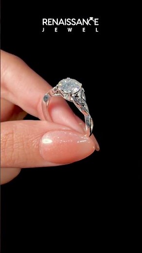 White gold Round Solitaire Celtic Knot Engagement Ring with Four-Prong Setting