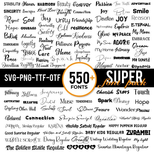 The Ultimate 550  Fonts, Font Bundle, Cursive Font Bundle, Script Fonts, Canva Font, Commercial Fonts, Branding Font, Procreate Fonts - Etsy