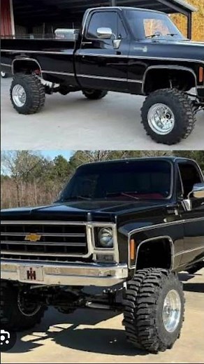Big black jacked up truck