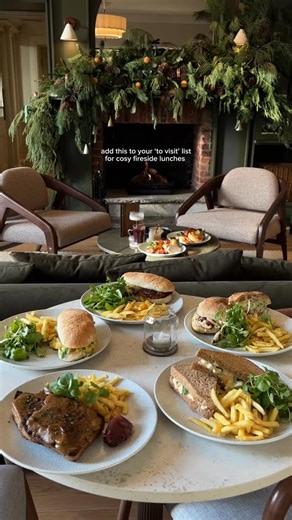 Fireside lunching at Longridge House in Ribble Valley, the perfect spot to walk in and lounge. Dogs welcome. Cosy seating available. 🌿🕯️ https://longridgehouse.com/christmas/ | Longridge House