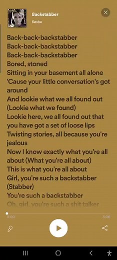 lyrics #backstabber song-backstabber app-spotify premium | song with lyrics