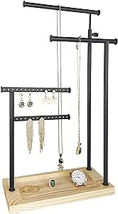 Premium Jewelry Stand, 4-Tier Storage Necklace Holder Stand, Earring Holder AdjustableTall 20I N (Max), Jewelry Organizer for Necklace, Bracelet, Earring, Black