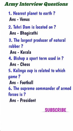 Army Interview Questions 📖 #gk #generalknowledge #shorts