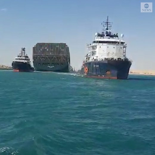 2.4M views · 13K reactions | Horns blare in celebration as the Ever Given ship, which has been stuck on the banks of Suez Canal since last week, is finally set free. https://abcn.ws/3cx1xKD | ABC News | Facebook
