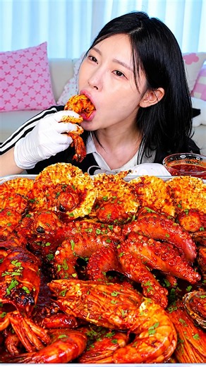 ASMR MUKBANG | Spicy Seafood Boil! Octopus, Squid, King Tiger Shrimp, Abalone, Scallops #food