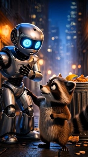 Robot Meets Raccoon?! 🤖🦝 | Funny City Adventure | Zyntrix Toons AI #Shorts