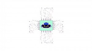 AI microchip cpu line 2D object animation. Circuitry motherboard. Innovative tech flat color cartoon 4K video, alpha channel. Artificial intelligence chip circuit animated item on white background