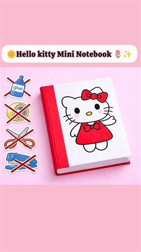 Hello Kitty Mini Notebook🐱DIY Mini Notebook In 1 min📕No glue/Mini Notebook Ideas#shorts#diy#notebook