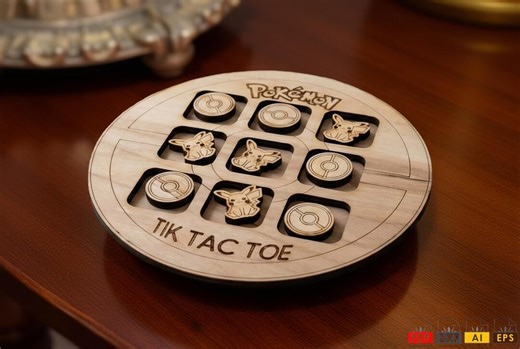 Pokemon Laser Tic Tac Toe SVG - Woodend Cut Morpion Board Game - Digital Download DXF - Glowforge CNC File - Wood Puzzle Brain for Kids Gift - Etsy