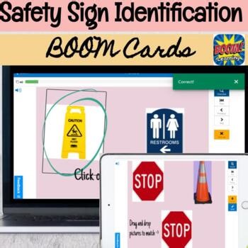 Environmental and Community Signs & Safety Symbol BOOM Task Cards for Matching