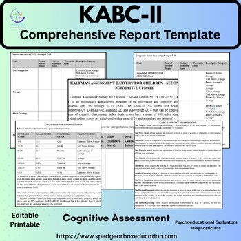 KABC-II Kaufman Assessment Battery For Children. COMPREHENSIVE REPORT TEMPLATE