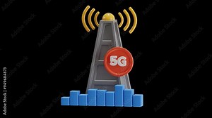 3D Animation of Millimeter Wave 5G Network Tower | Alpha Channel