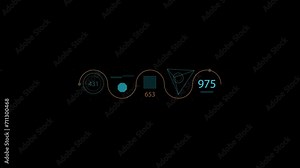 Computer HUD User Interface Showing Various Graphics, Monitoring Data Transfer Speeds, Statistics, Analytics and Proper Functioning of Server Database. Mock-up for Loading Screen of a Software