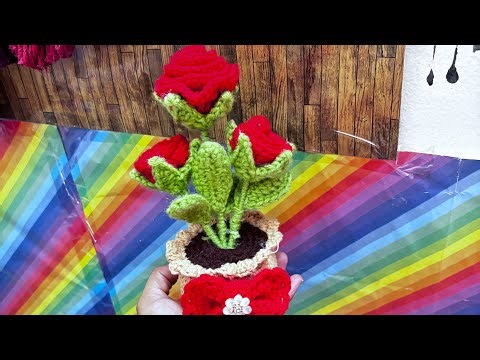 Rose basket making crochet live tutorial || new year special making rose with crochet