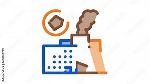 coal production plant Icon Animation. color coal production plant animated icon on white background