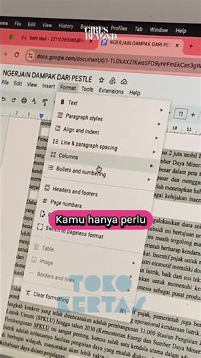 Cara Mudah Membagi Teks Menjadi 2 Kolom di Google Docs
