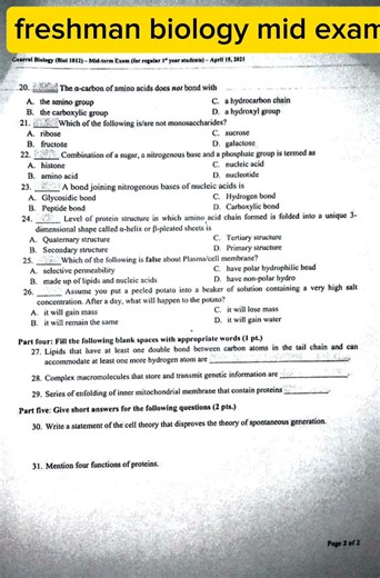 #general biology mid exam #freshman #biology mid exam #ethiopia biology mid exam