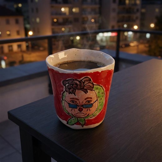 Grumpy Rudy Handmade Ceramic Coffee Cup | Hand Painted Illustrated Mug | Gift for Coffee Lovers