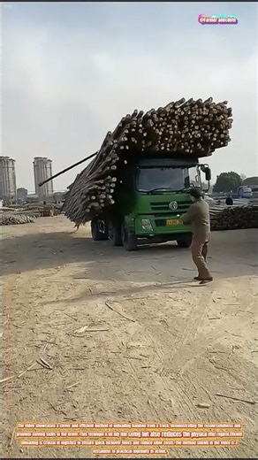 The Ingenious Method of Unloading Bamboo