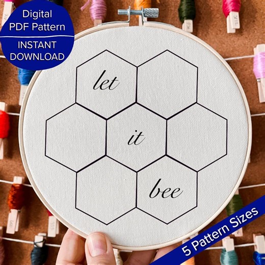 Let It Bee Embroidery Pattern: Beginner-friendly DIY (PDF Download) - Etsy