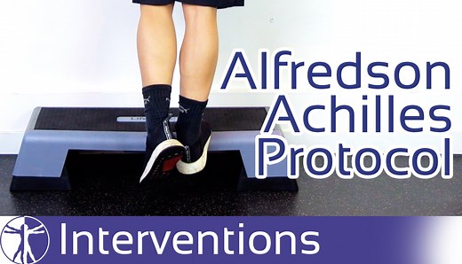 The Alfredson Protocol: Eccentric Exercises for Achilles tendinopathy In 1998, Alfredson et al proposed a heavy-load eccentric calf muscle training protocol for the treatment of chronic Achilles tendinopathy. This protocol has been adopted in several RCTs over the years and has shown clinically significant changes in pain and improvement in function of patients with Achilles tendon pain. Watch the video below to see which exercises were performed in the protocol! | Physiotutors
