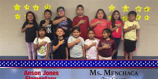 The Daily Pledge for Friday, December 5th comes from Ms. Menchaca’s class at Anson Jones Elementary.