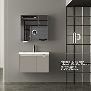 [Hot Item] Contemporary Floating Bathroom Vanity with LED Mirror and Shelves