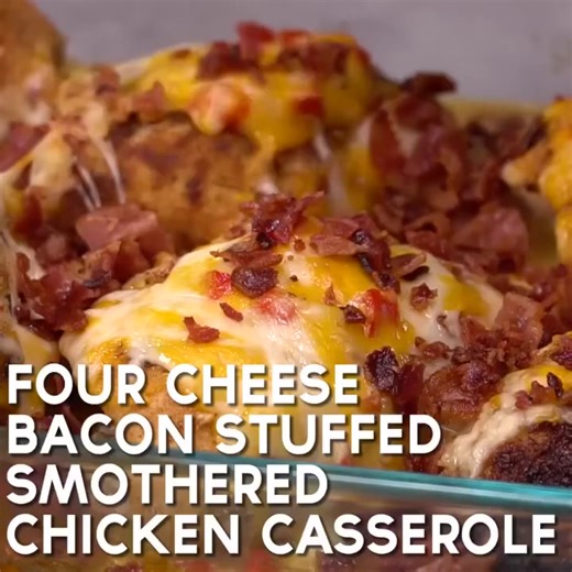 72K views · 194 reactions | Four cheese bacon stuffed smothered chicken Casserole | Incredible Recipes | Facebook