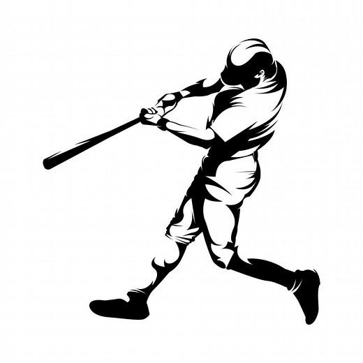Download Male baseball player silhouettes on white background isolated. Silhouette of a male baseball player hitting the ball vector illustration for free
