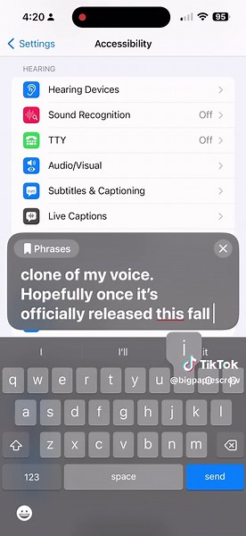 IOS 17 will feature a new accessibility feature called Personal Voice. #ios17beta #iosclonevoice #aivoicecloning #iospersonalvoice