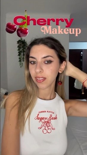 Cherry makeup tutorial🍒 #makeup #makeuptutorial #makeupartist #summermakeup #cherrymakeup #cherry