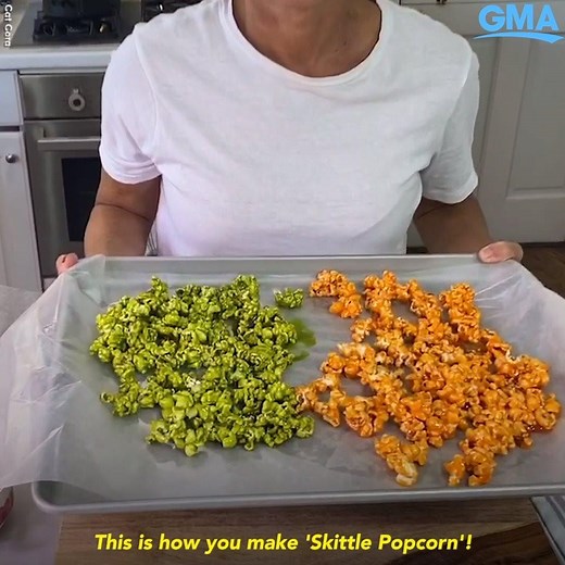 Chef Cat Cora shows us how to make this 3-ingredient candied popcorn treat from home. https://gma.abc/3j9u75J | Good Morning America
