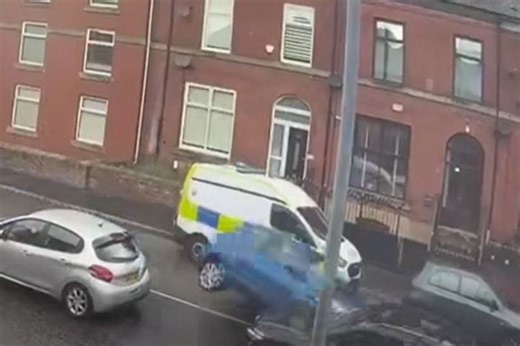 CCTV shows police van smashing into parked cars while responding to 999 call