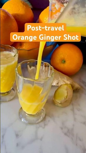 DIY Orange Ginger Shot - Mild & no juicer needed #gingershot #oranges #honey #sorethroat #homeec