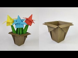 Origami FLOWER POT | How to make a paper flower pot